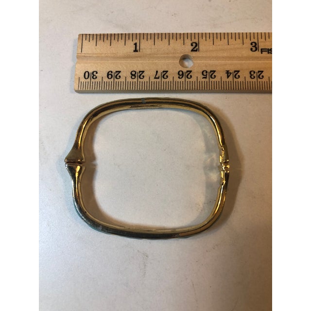 1970s Les Bernard Rectangular Gold Tone Turquoise Enamel Bangle For Sale - Image 12 of 12