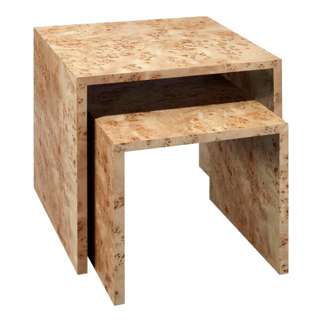 Jamie Young Bedford Burl Wood Nesting Tables in Natural - Set of 2 For Sale