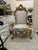 French 1960s Throne Chair Gold Leaf Arm Chair For Sale - Image 3 of 10