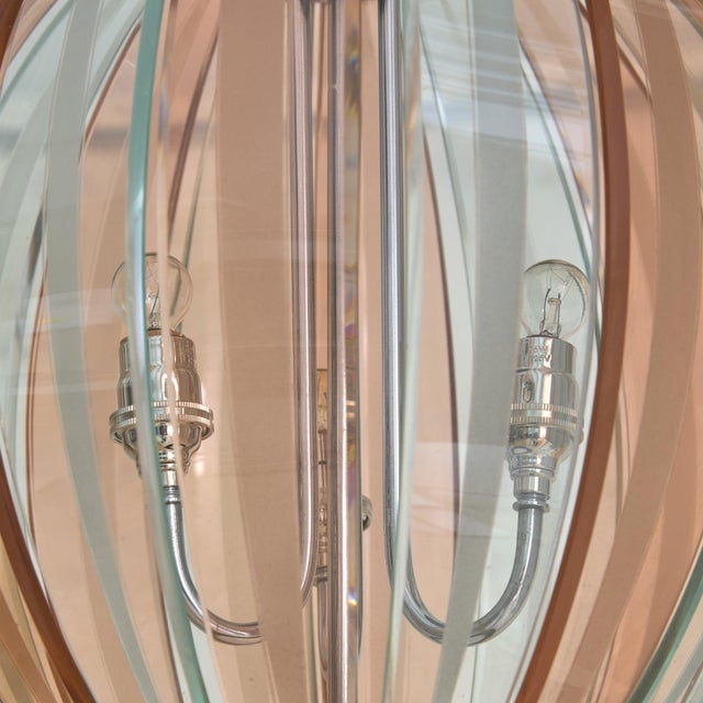 Late 20th Century 1970s Italian Pink Murano Glass Pendant Light in the Manner of Veca For Sale - Image 5 of 9