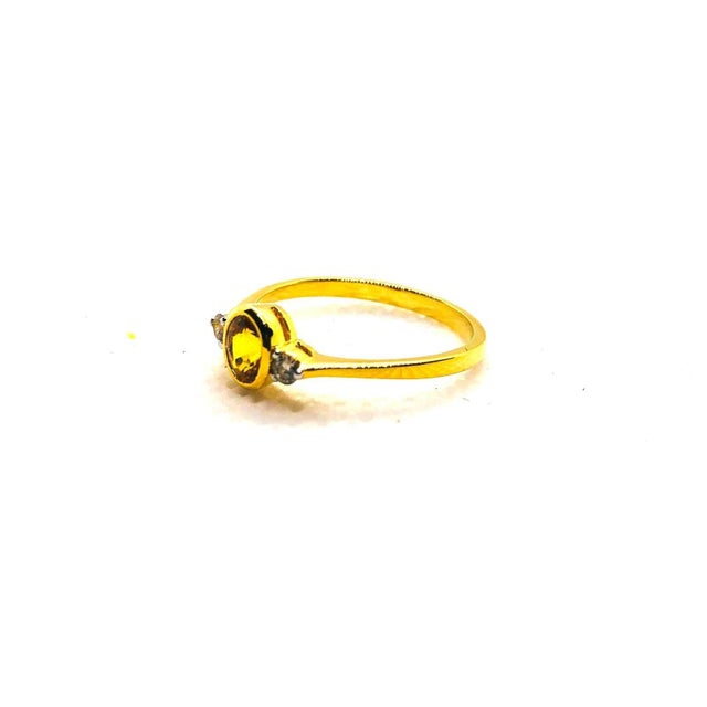 Bochic “Orient” Vintage Yellow Sapphire & Cognac Diamond Ring Set In 18K Gold & Silver Natural Yellow Sapphire - 0.70...