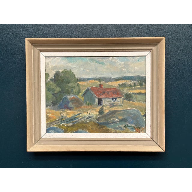 E. Johansson, Landscape, 1950s, Oil on Board, Framed For Sale - Image 7 of 9