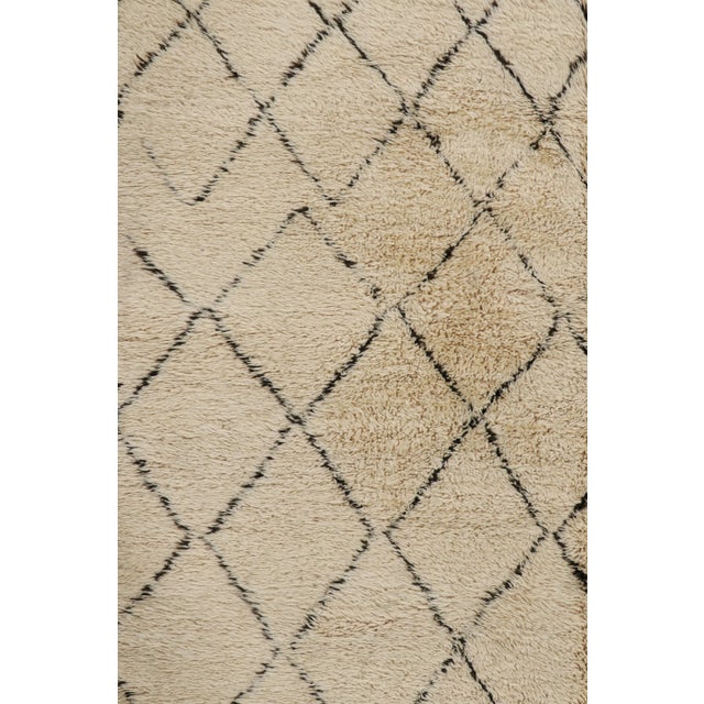 Moroccan Vintage Moroccan Rug in Beige and Black Diamond Patterns, From Rug & Kilim For Sale - Image 3 of 8