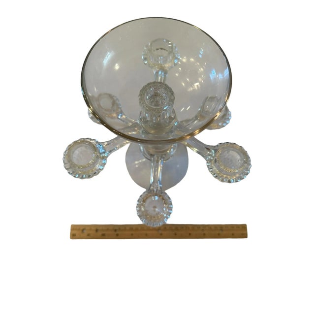 Vintage Pair of Vintage Cambridge Arm Stackable Glass Candlesticks For Sale - Image 10 of 12