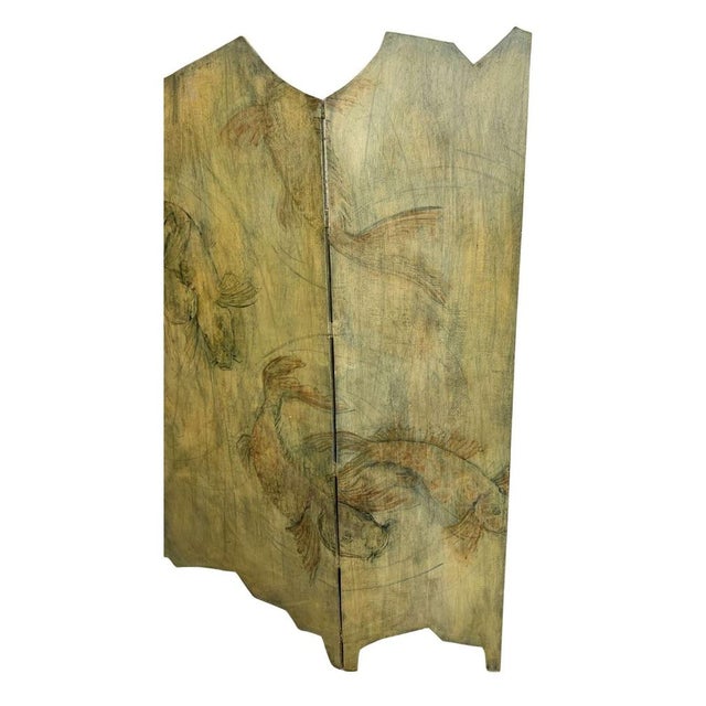 Contemporary Three Fold Asymmetrical Painted Screen For Sale - Image 3 of 14