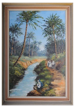 O. Birkholz, Scene with Palm Trees, Oil Painting