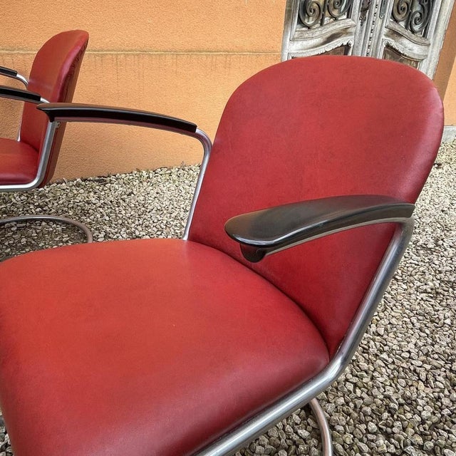 Bauhaus Table with Armchairs in Steel Tube Structure by Willem Hendrik Gispen, 1930, Set of 3 For Sale - Image 13 of 18