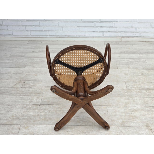 Swivel Armchair in Bentwood and Furniture Mesh, 1950s For Sale - Image 16 of 18