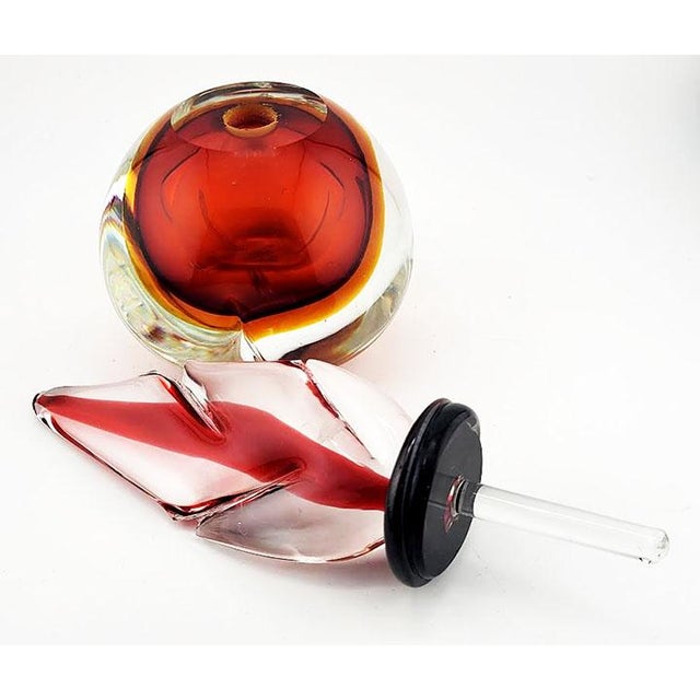 Fusion Z Chip Scarborough Perfume Bottle Czech Flame Stopper Glass Signed Rare signed art glass perfume bottle by Chip...