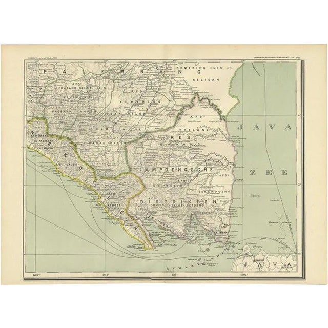 Antique Map of the Region of Lampung, 1900 For Sale