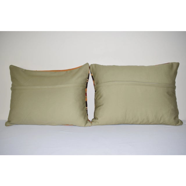 Turkish Lumbar Kilim Pillow - a Pair 18" X 24" For Sale - Image 4 of 5