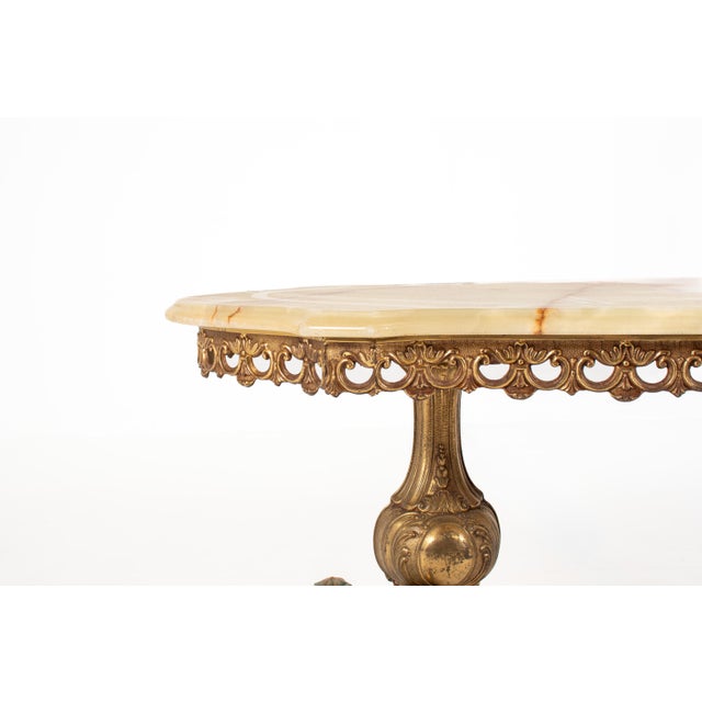 Vintage French Hollywood Regency Onyx Coffee Table with Brass Base, 1950s For Sale - Image 16 of 18