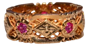 The Mardie: Ladies 14K Yellow Gold Eternity Band set with Rubies