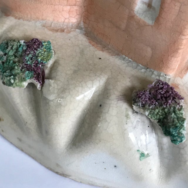 Sized Peach Colored Staffordshire Castle Cottage Pastille Burner Spill Vase For Sale - Image 9 of 13