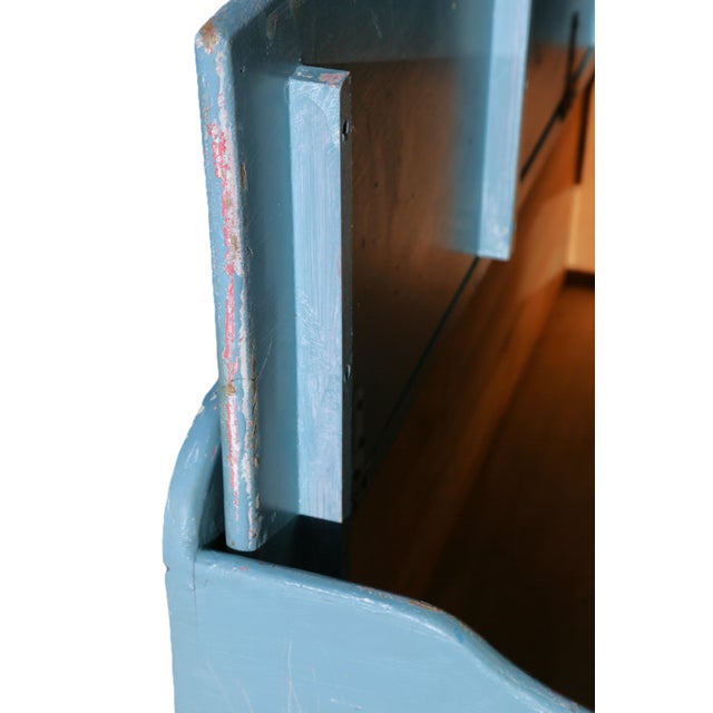 Vintage Toy Chest / Solid Wood Storage Bench in Dusty Blue Chippy Paint For Sale - Image 11 of 18