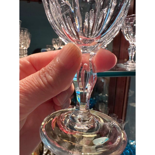Antique Libbey Crystal Cut Panel Air Trap Bubble in Stem. Port Wine glass set of 6 Libbey Marked on each base. In...