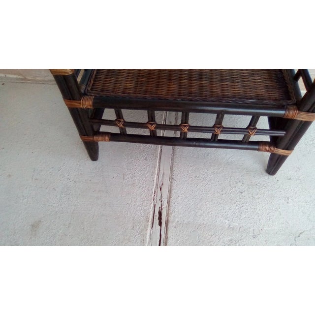 Brown 1980s Burt Bamboo Rattan Footstool Ottoman Brown For Sale - Image 8 of 8