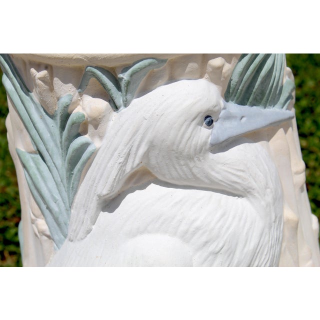 Sculpture Materials Vintage Coastal Heron Garden Pedestal | Decorative Plant Stand | Cottage & Chinoiserie Accent For Sale - Image 7 of 15