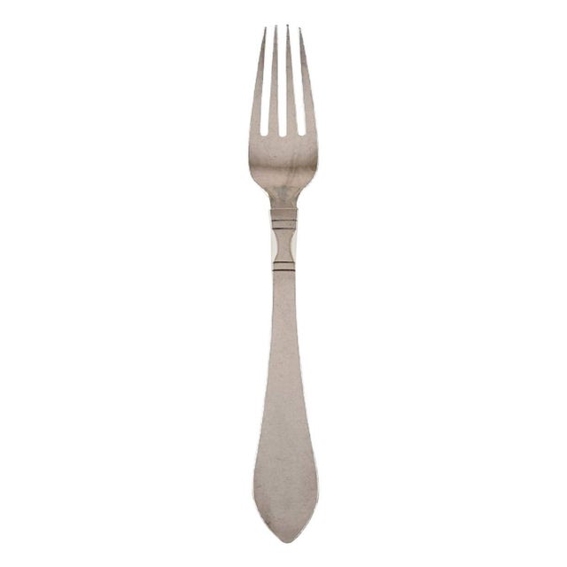 Antique Hammered Sterling Silver Lunch Fork by Georg Jensen For Sale - Image 5 of 5