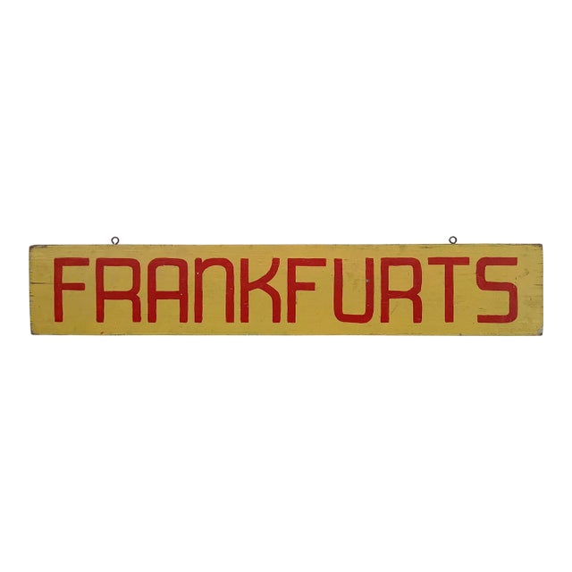 Circa 1940s Hand Painted Frankfurts Sign For Sale
