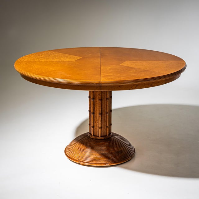 Wood French Faux Bamboo Dining Table with Chairs, 1960s, Set of 5 For Sale - Image 7 of 16