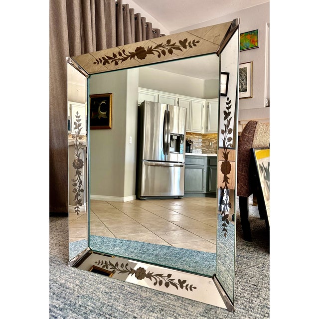 Art Deco Etched Shadow Box Wall Mirror For Sale - Image 12 of 12