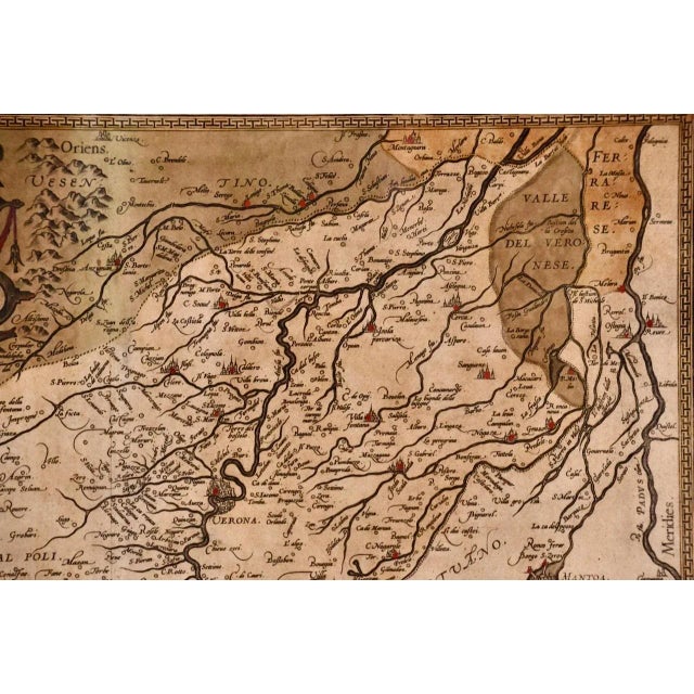 Brown Northern Italy: A 16th Century Hand-Colored Map by Abraham Ortelius, 1584 For Sale - Image 8 of 12