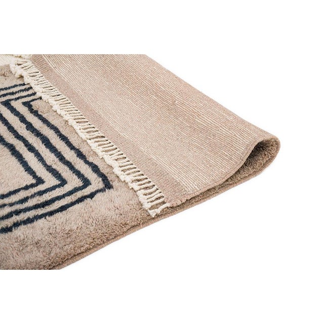 Textile Angular Geometric Key-Line Hand-Knotted Wool Rug | 9'10" X 6'9" | One of a Kind For Sale - Image 7 of 9
