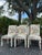 A fabulous set of six vintage Parsons dining chairs featuring beautifully shaped upholstered backs, generously cushioned...