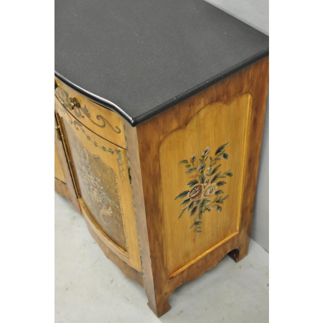 Contemporary French Country Style Marble Top Painted Server Console Cabinet For Sale - Image 12 of 15