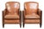Art Deco Sheepskin Armchairs with Wood Carvings, Set of 2 For Sale