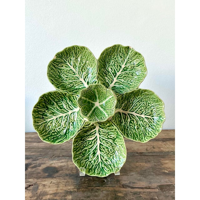 Vintage Regency Bordallo Pinheiro Cabbage Serving Tray For Sale In West Palm - Image 6 of 11