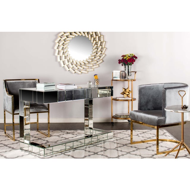 Circular Gray Velvet & Gold Dining Chairs Set of 6 Chairish