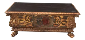 19th Century Italian Carved Giltwood & Painted Cassone