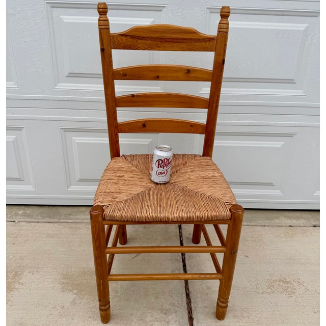 Mid 20th Century Set of 6 Ladder Back Shaker Farm House Chairs With Rush Seats For Sale - Image 17 of 17