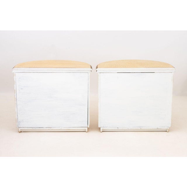 Beige Modern D-Shaped Painted Wood Bedside Cabinets, A Pair For Sale - Image 8 of 8