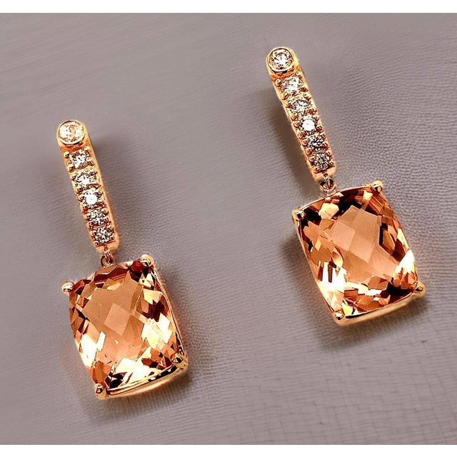 Natural Finely Faceted Quality Morganite Diamond Earrings 14k Gold 9.93 TCW Certified $5,950 018685 This is a Unique...