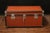 Fabric, Leather, Metal and Poplar Mail Trunks with Key, Set of 2 For Sale - Image 10 of 11