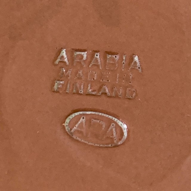 Kurt Ekholm for Ara Arabia Finland Salad Bowl Ribbed Terra Cotta Floral For Sale - Image 9 of 10