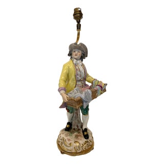 Polychrome Porcelain Group Mounted as a 20th Century Lamp For Sale