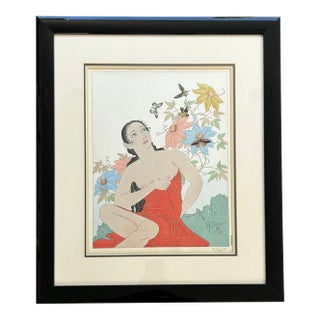 Mid 20th Century Japanese Woodblock Print 161 Les Papillons Tropiques by Paul Jacoulet For Sale