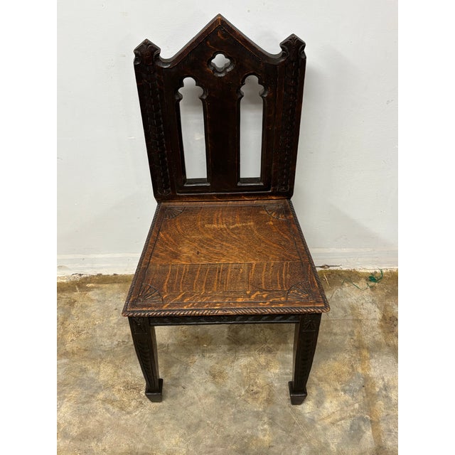 Gothic Antique English Oak Gothic Revival Chair For Sale - Image 3 of 8