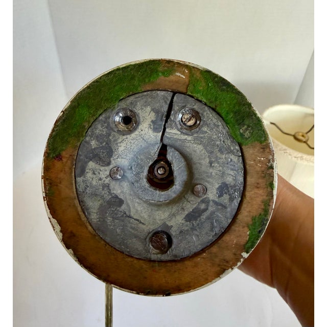 Vintage English Cottage Porcelain Bird Table Lamp With Scalloped Shade For Sale - Image 11 of 12