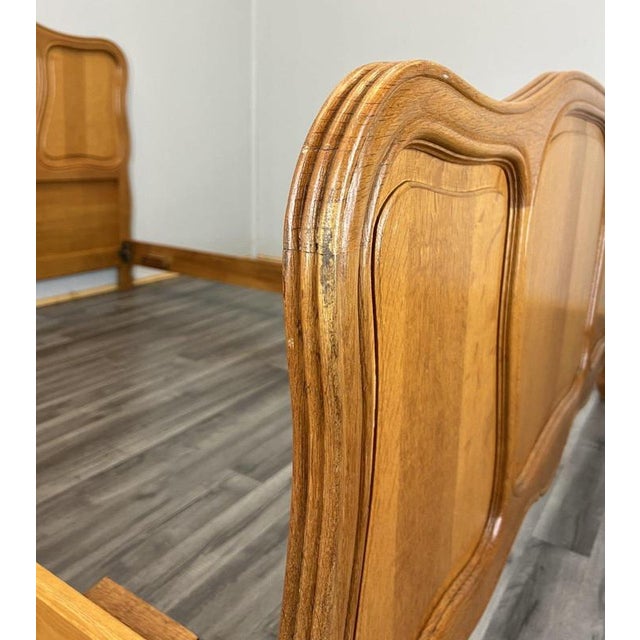 Vintage French Louis XVI Double Bed Frame in Oak For Sale - Image 9 of 11