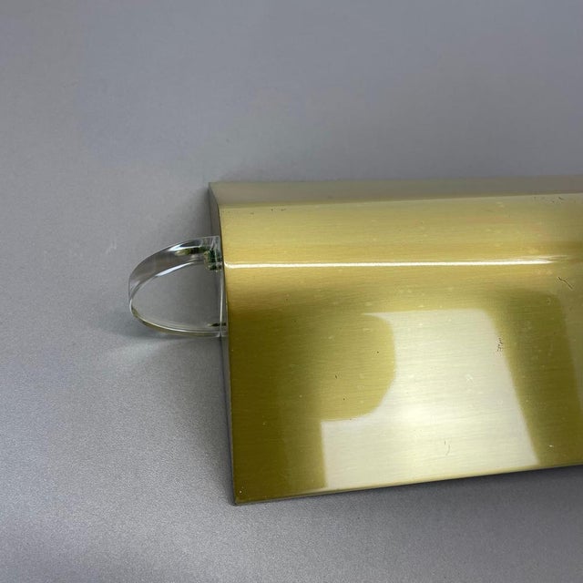 Large Swing Arm Brass & Acrylic Glass Wall Light in the style of Stilnovo, Italy, 1970s For Sale - Image 10 of 18