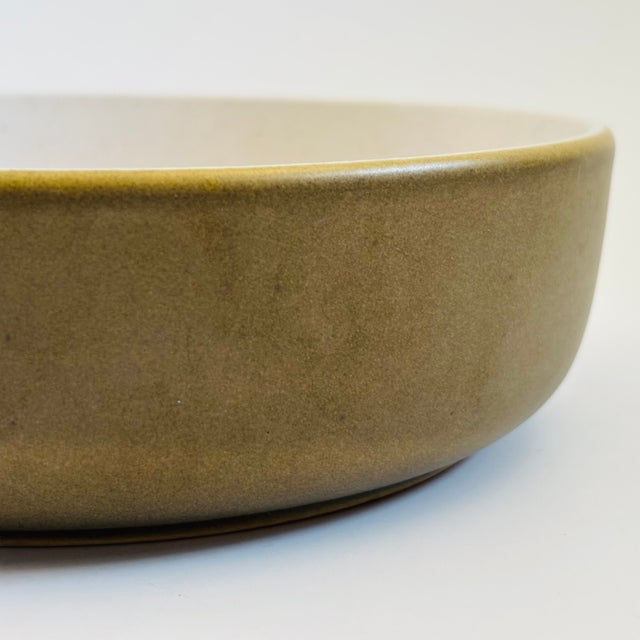 Contemporary Vintage Olive Green Ceramic Serving Bowl For Sale - Image 3 of 7