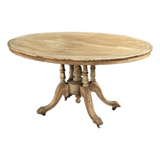 19th Century Raw Wood Tilt Top Table For Sale