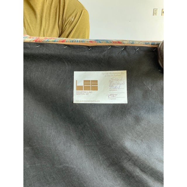 Early 21st Century Vintage Lee Industries Roll Arm Lounge Chair and Ottomans For Sale - Image 5 of 12