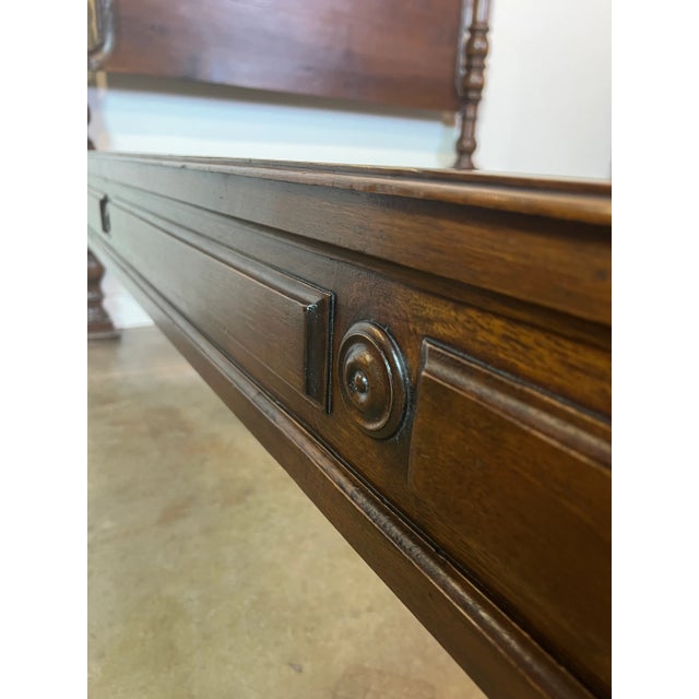 Antique Italian Twin Walnut Bed With Hand Carved Columns at Headboard and Footboard For Sale In Dallas - Image 6 of 12