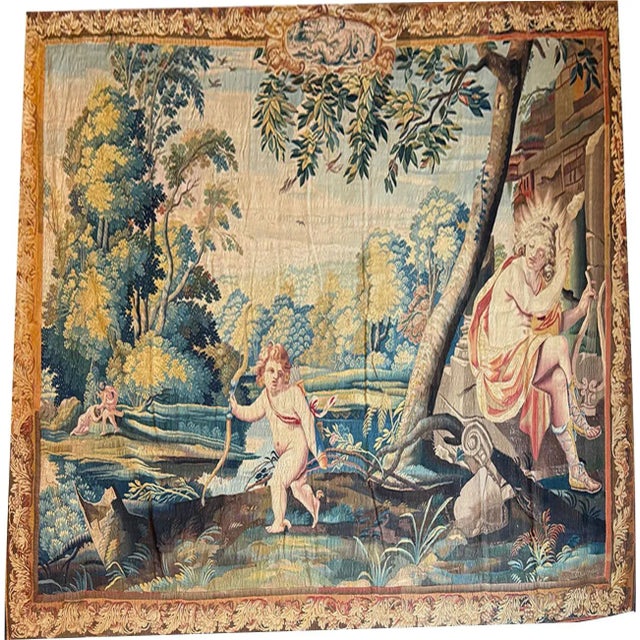 Victorian 18th Century Romantic Tapestry For Sale - Image 3 of 12